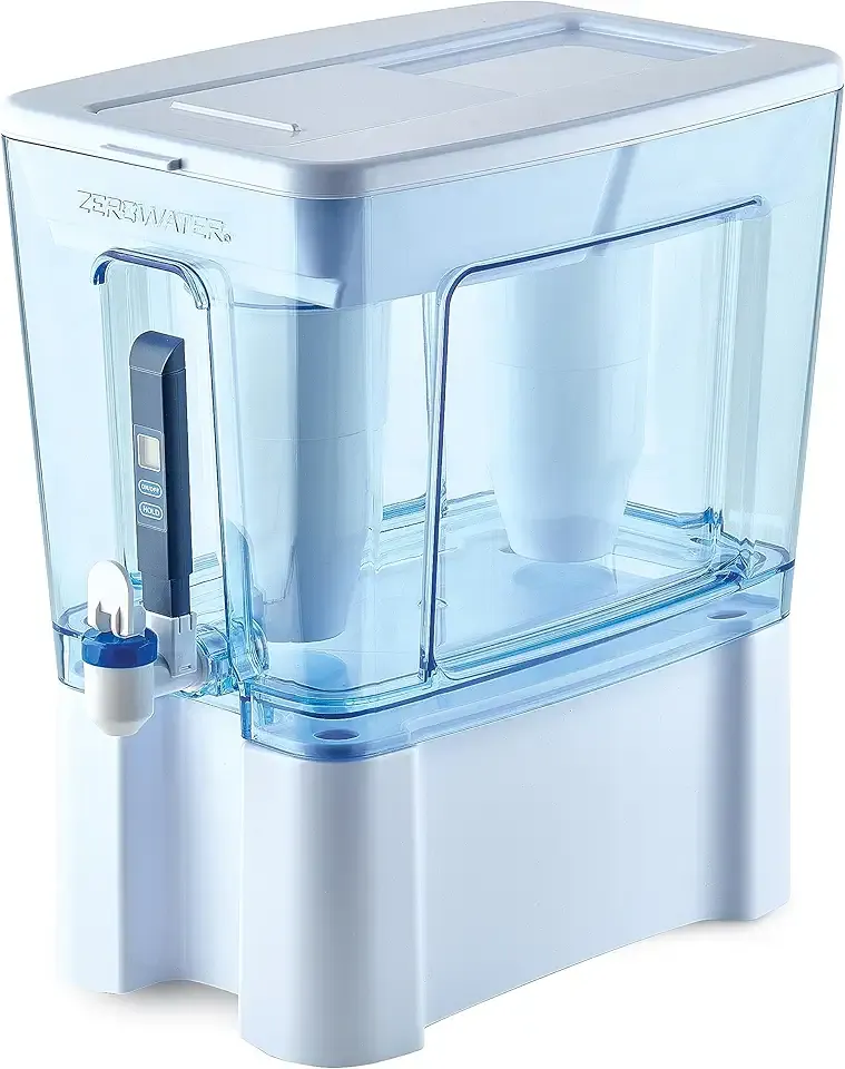 ZeroWater 52-Cup Ready-Read 5-Stage Water Filter Pitcher Dispenser with 5-Stage 0 TDS Zero Water Filter – IAPMO Certified to Reduce Metals, Chlorine, Lead, Chromium, and Forever Chemicals PFOA/PFOS