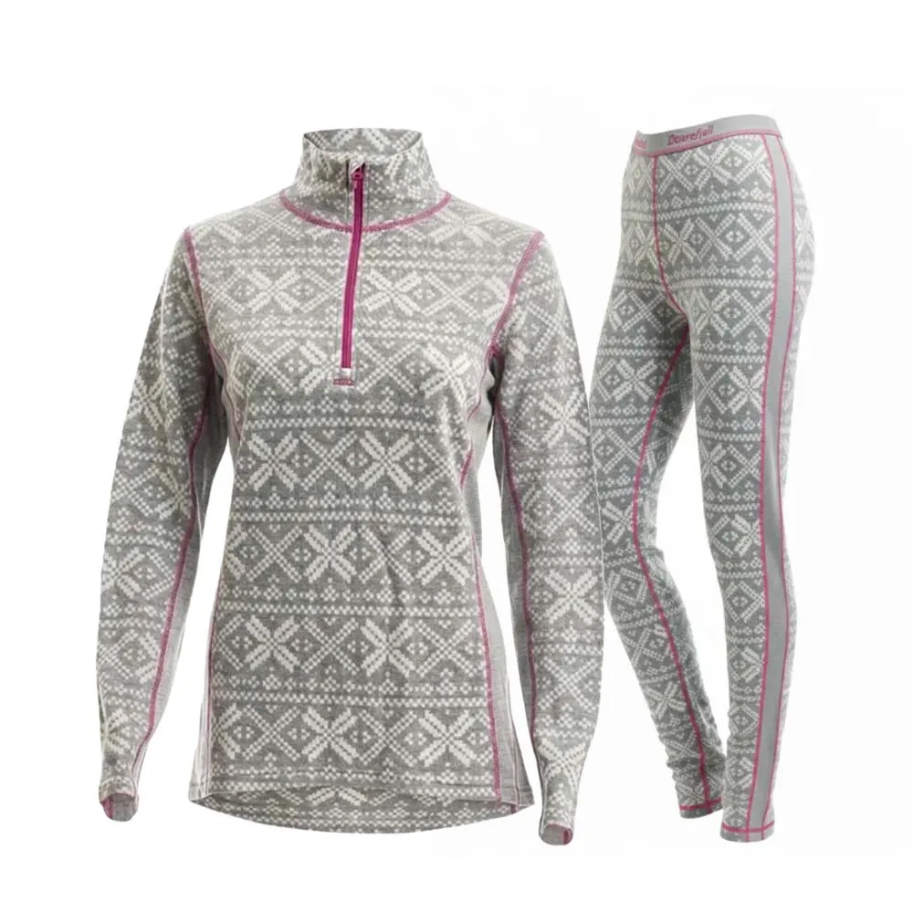 Traditional ullundertøy (W) - komplett sett, grey/berry