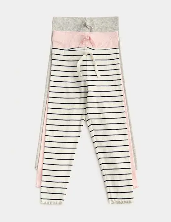 3 Pack Cotton Rich Striped Leggings (2-8 Years)