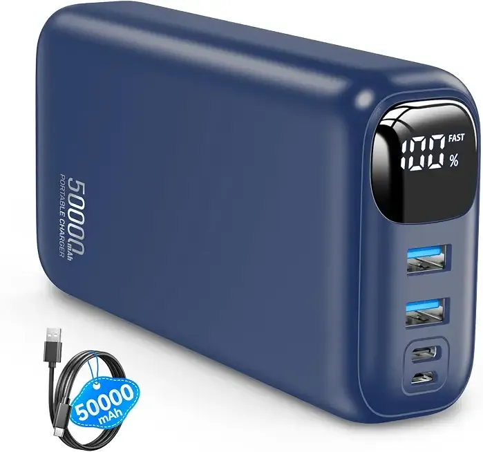 OHOVIV Portable Charger Power Bank 50000mAh,PD 22.5W Battery Pack | 4× Faster Charging,Up to 55% in 30mins,Travel Essential,Portable Phone Charger for iPhone 17/16/15 Series,Galaxy,Ocean Blue