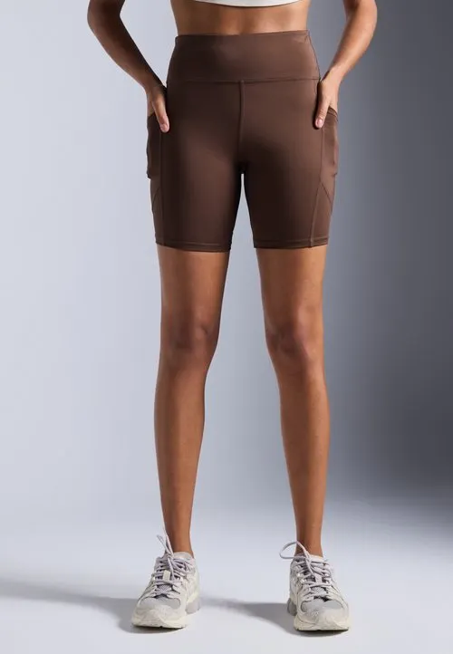 ESSENTIAL HIGH RISE CYCLING SHORTS WITH SIDE POCKETS - Tights - brown