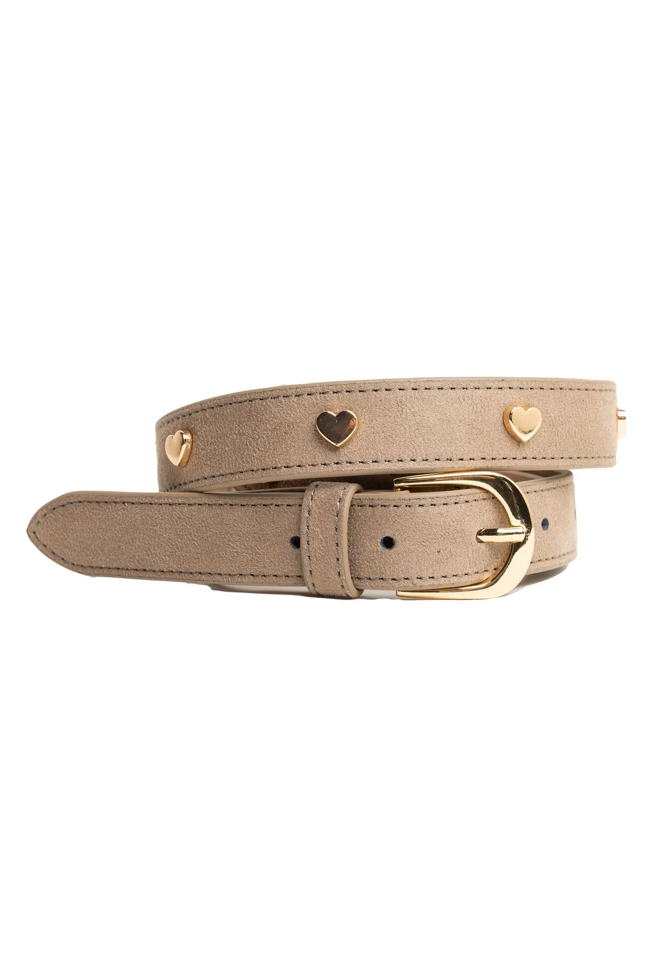 Leren bruine riem met hartjes