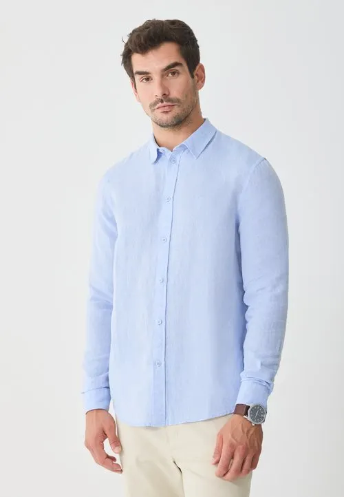 LINEN MIX SHIRT - Skjorte - mottled blue