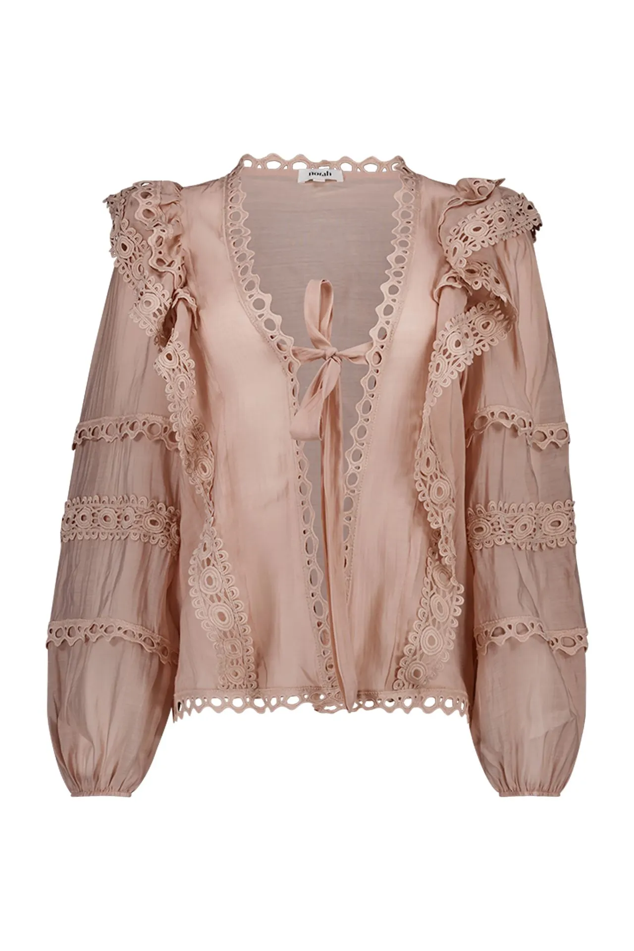 Roze broderie blouse