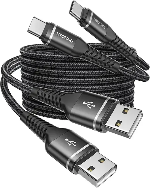 USB to USB C Cable 60W Fast Charging 6FT, 2Pack USBA to USBC Cable for CarPlay/Android Auto, USB Type C Cable Durable Braided iPhone USB C Charger Cord for iPhone 17/16/15 Pro Max, Galaxy S26 and More