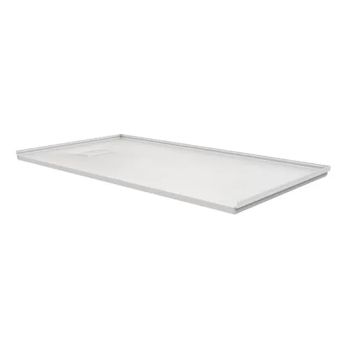 Stonea 60L x 36W Solid Surface Universal Shower Base in White with Concealed End Drain