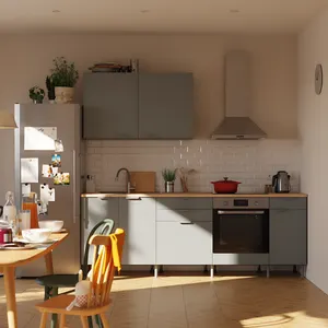 Cocina en kit Eleki gris 2 módulos altos + 4 bajos L.240 x H.217 x P.58 cm