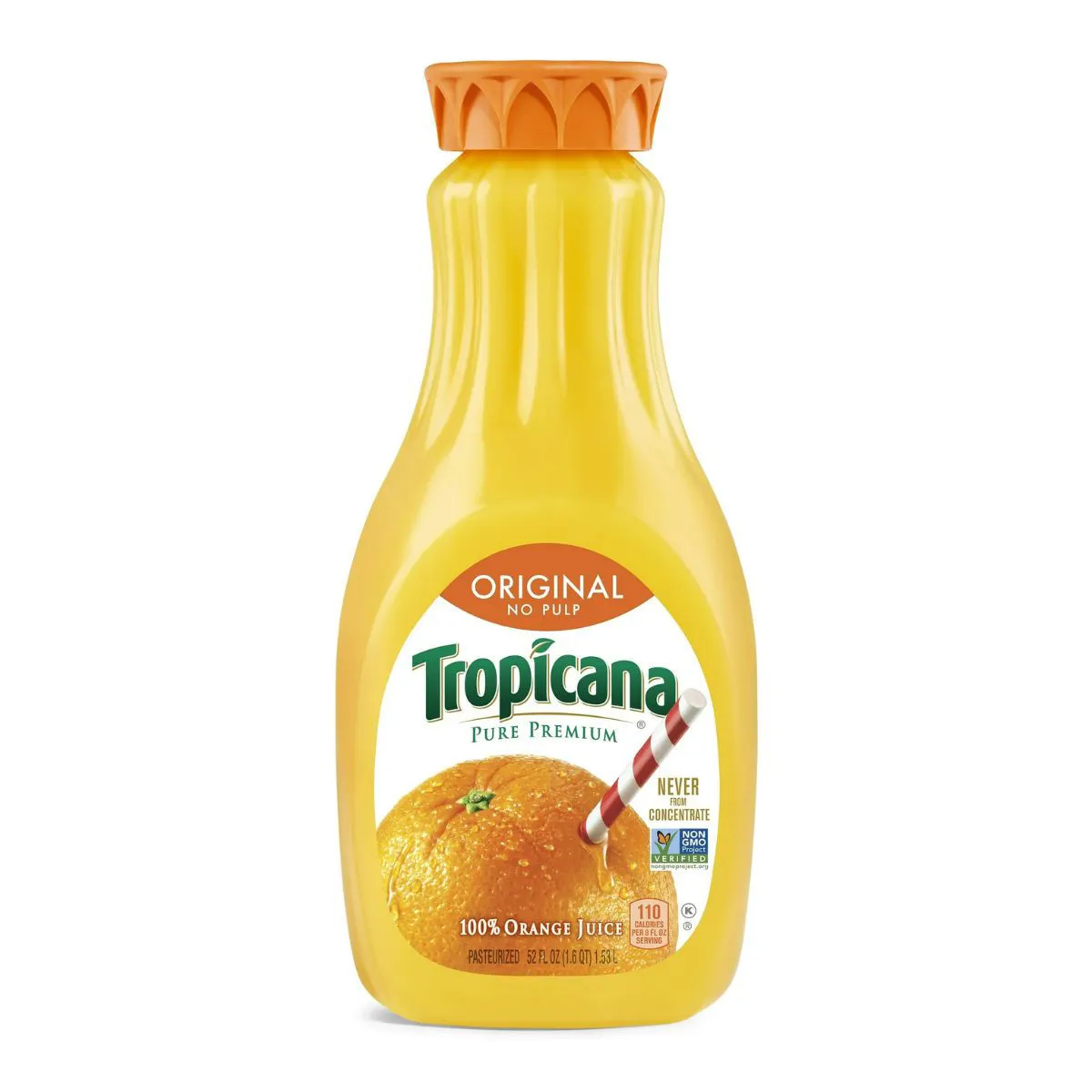 Tropicana Pure Premium 100% Juice Orange Original No Pulp 52 Fl Oz