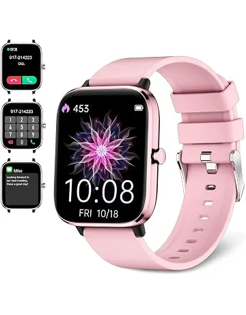 Smartwatch for Women - Call, Fitness Tracker, Heart Rate & Sleep Monitor, 1.69" Touch Screen, Waterproof - For Android & iPhone, Pink
