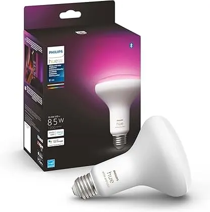 Philips Hue Smart 85W BR30 LED Bulb- White and Color Ambiance Color-Changing Light- 1 Pack- 1200LM- E26 - Indoor - Control with Hue App- Works with Alexa, Google Assistant and Apple Homekit Philips Hue Smart 85W BR30 LED Bulb- White and Color A…