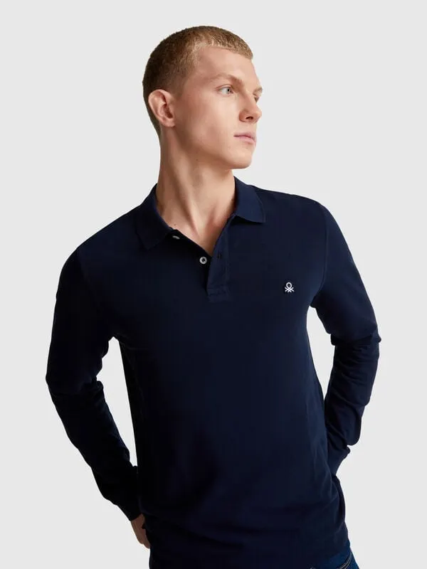 Long sleeve cotton polo