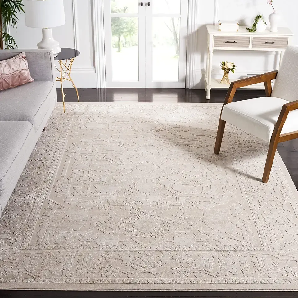 SAFAVIEH Area Rug 10x14 - Reflection Collection - Large - Cream & Ivory, Non-Shedding & Easy Cleaning, Ideal for Living Room, Bedroom (RFT665D)