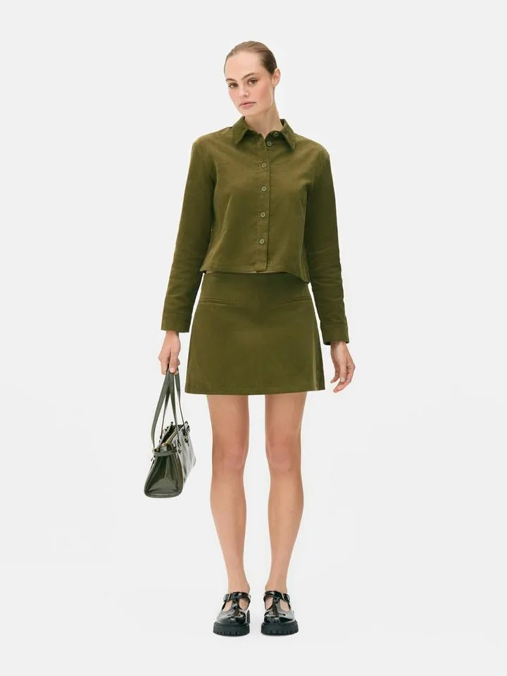 Mini-jupe en velours côtelé de coton