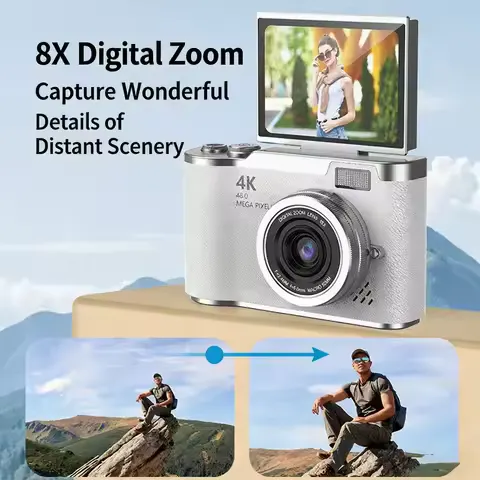 Portable 4K CCD Digital Camera HD 48MP Flip Screen Vintage Camcorder For Student Girl Adult Titok Kid Gift Filter Digital Camera