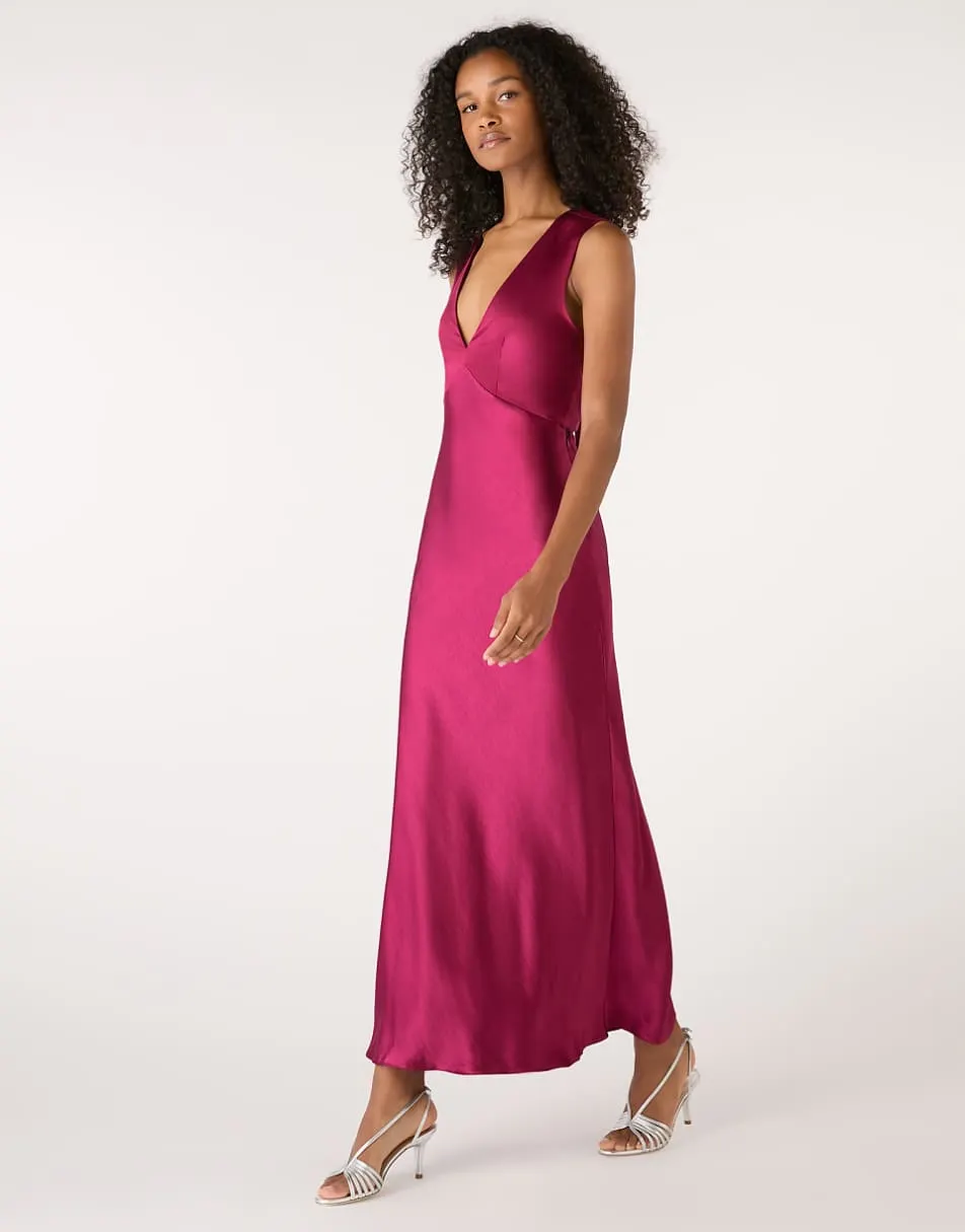 Omnes Dresses nova tie back dress in magenta