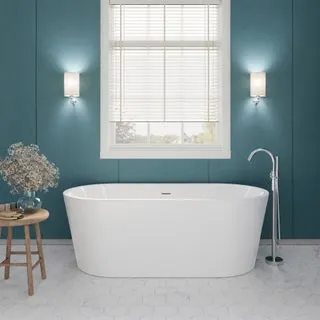 Chand Freestanding Soaker Bathtub with Faucet and Center Drain by Access Tubs