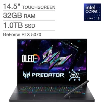 Acer Predator Triton 14 Copilot+ PC 14.5" Gaming Laptop - Intel Core Ultra 9 processor 288V - GeForce RTX 5070 – OLED 2880 x 1800 Touch 120Hz - 32GB RAM - 1TB SSD - Windows 11