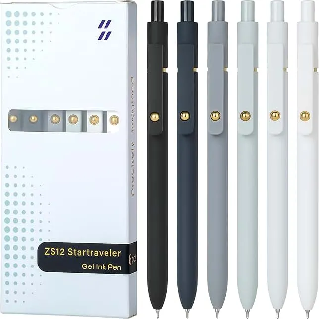 Ddaowanx Gel Pens, 0.7mm Quick Dry Black Ink,Fine Point Smooth Writing Pens,Office School Supplies,Gifts for Women Man(6Pcs Black White Gray, Black)