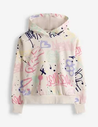 Felpa con cappuccio - Stampa allover - bianco