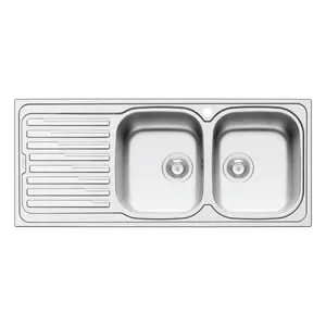 Lavello integrato 2 vasche in inox argento DELINIA Amaltia L 50 x L 116 cm