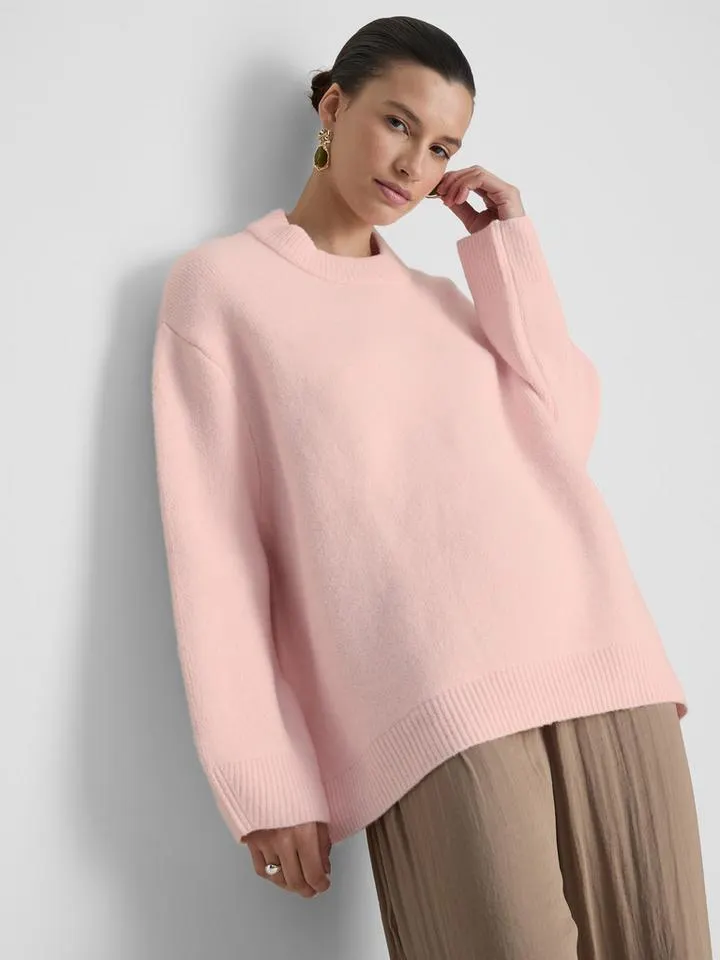Pull oversize en mélange de laine à col ras-du-cou