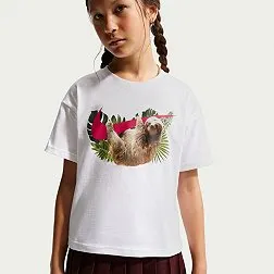 Nike Girls' Sportswear Sloth Photo Boxy Graphic Tee
