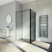 Paroi de douche latérale 80 cm noir mat verre fumé