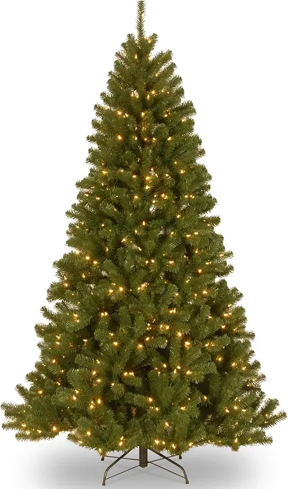 National Tree Company 7.5 ft Pre-Lit North Valley Spruce Artificial Christmas Tree, 550 LED Lights, 1,346 Tips, Foot Pedal, 10 Light Functions, Includes Stand, Green