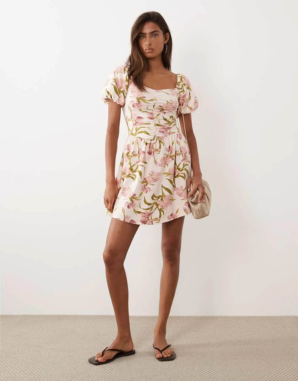 ASOS DESIGN ruched front mini tea dress