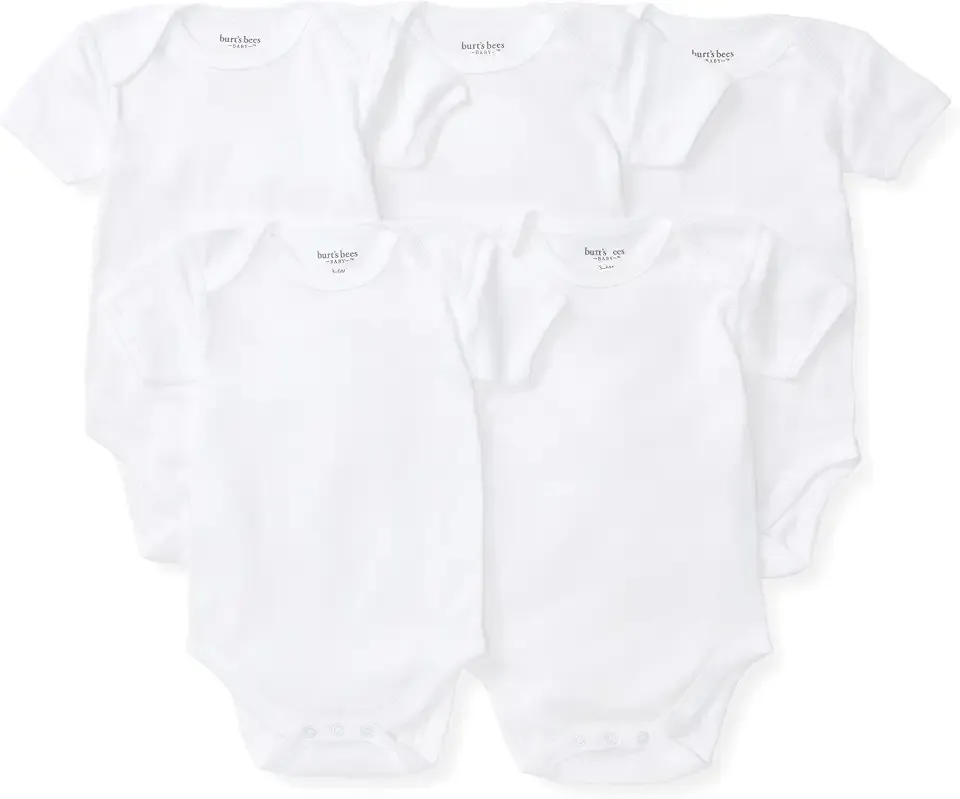 Unisex Bodysuits, Short Sleeve Organic Sleepwear, 5-Pack