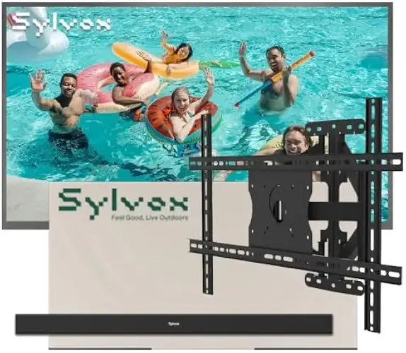 SYLVOX 75" Outdoor TV with Cover, Soundbar & Wall Mount