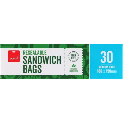 Pams Resealable Sandwich Bags 180 x 190mm