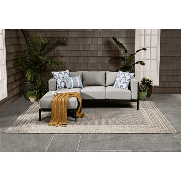 Better Homes & Gardens Marlow Outdoor 2pc Patio Sectional Set, Black Frame/Gray Cushion