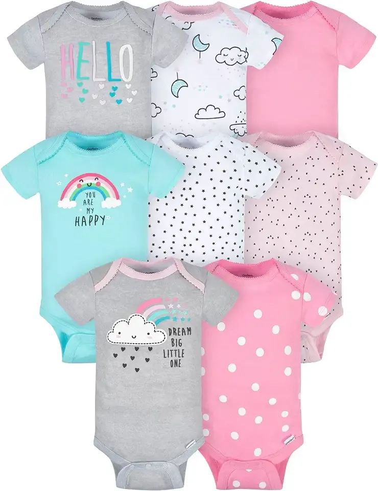 Baby Girls' 8-pack Short Sleeve Onesies Bodysuits