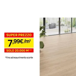Pavimento laminato effetto legno beige, resistente all'acqua 24H AC4 classe 32, sp. 7 mm, CLASSEN LF 732-4 WR Light Oak, 2.467 m²