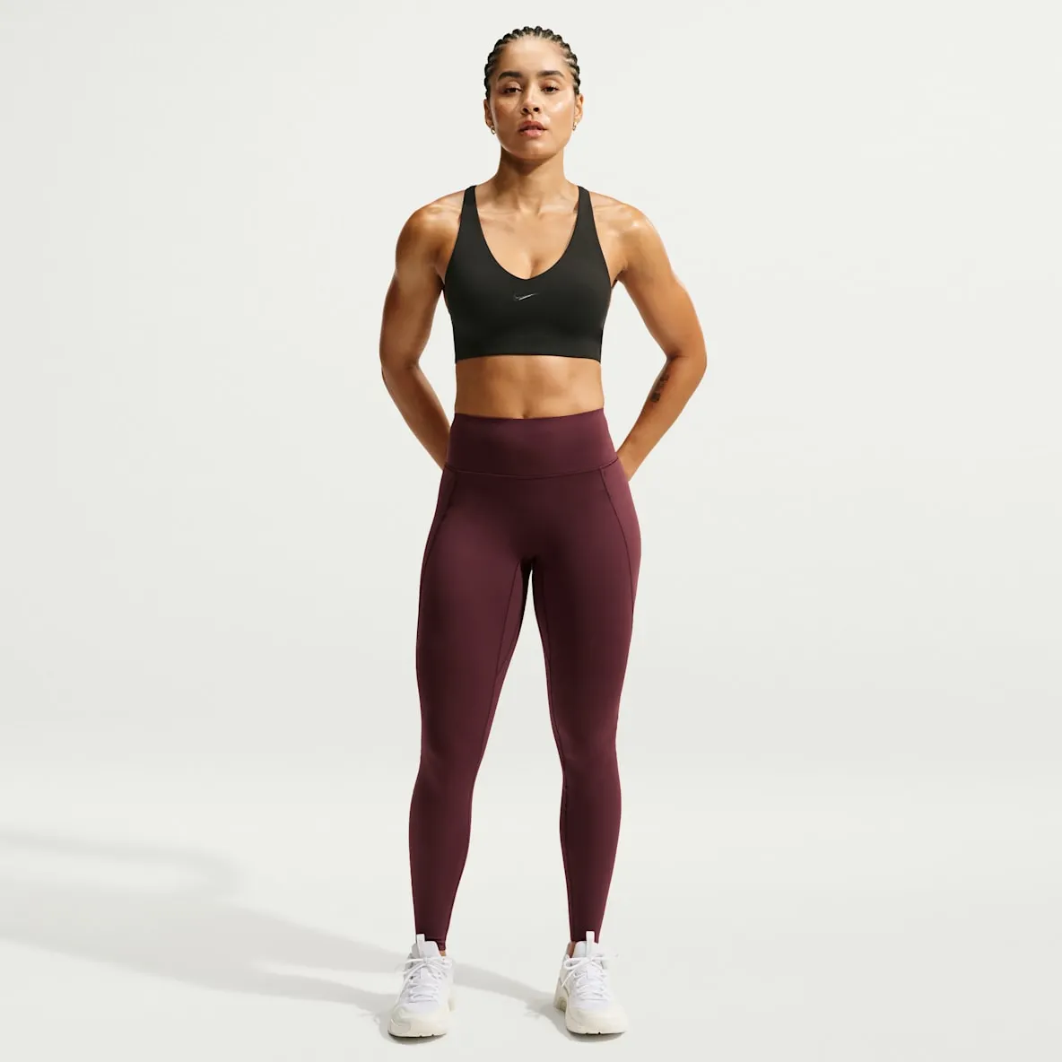 Leggings i full lengde med høyt liv uten søm foran til dame