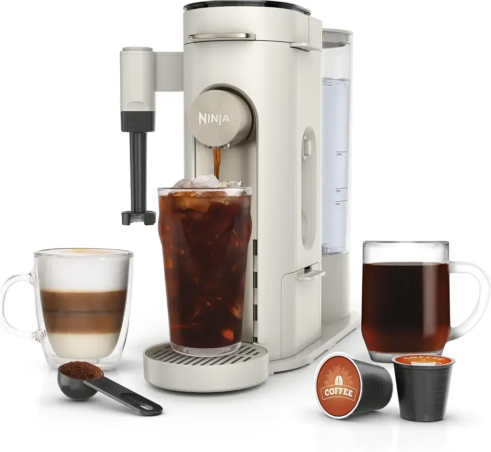 Pod and Grounds Coffee Maker, Amazon Exclusive Bone & Champagne