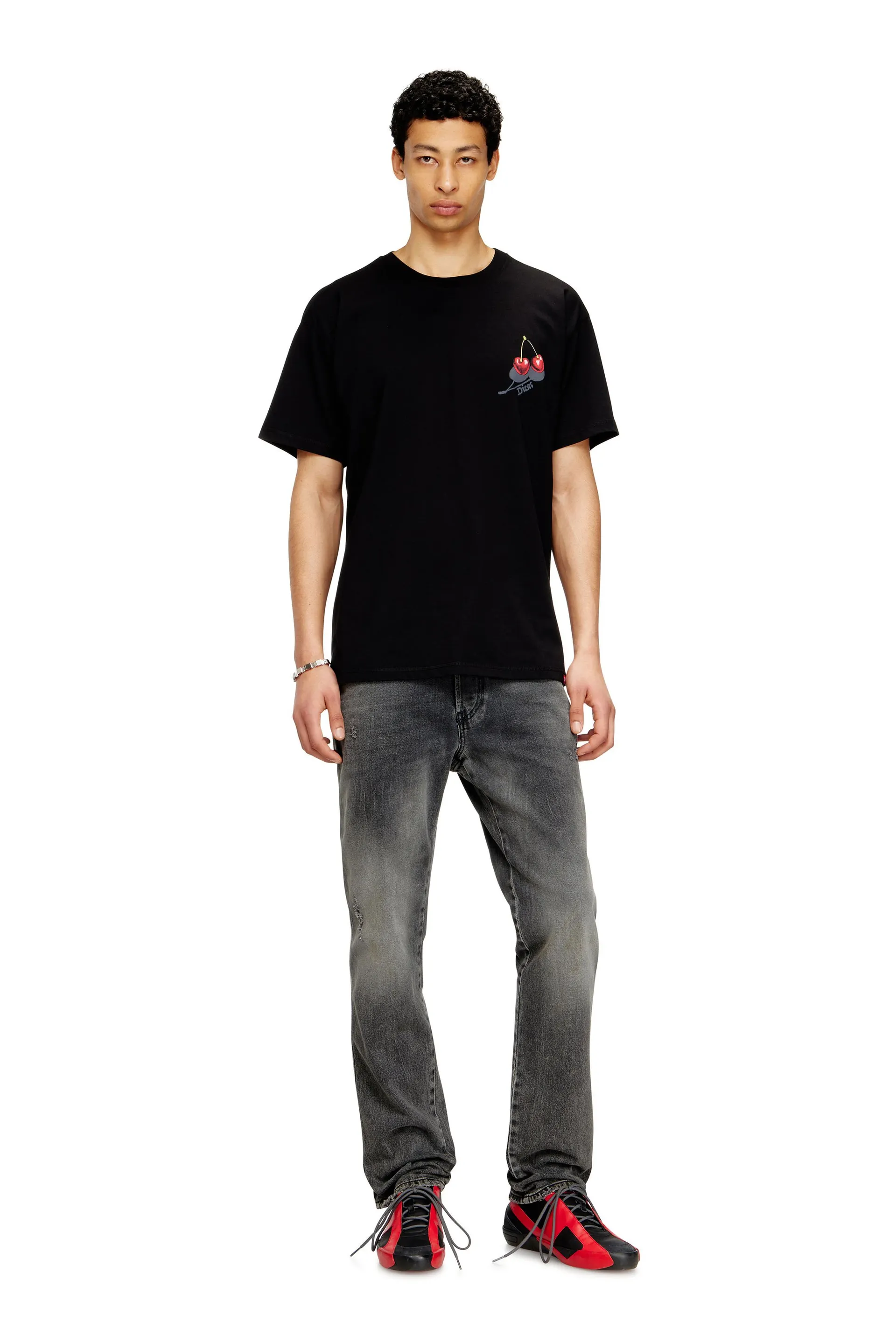 Cotton T-shirt with cherry graphic