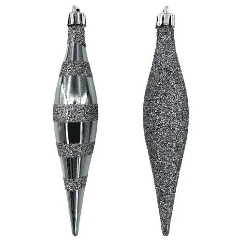 Enchanted Forest® Slate Finial Glitter Striped Shatterproof Ornaments - 6 Pack