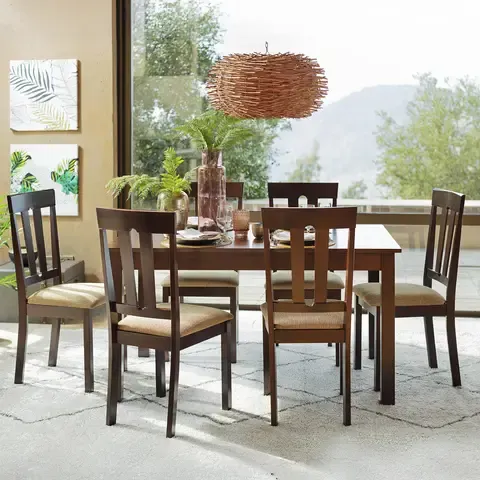 Juego de Comedor Louis 6 Sillas Mesa Rectangular 90x94x140 cm Capuccino