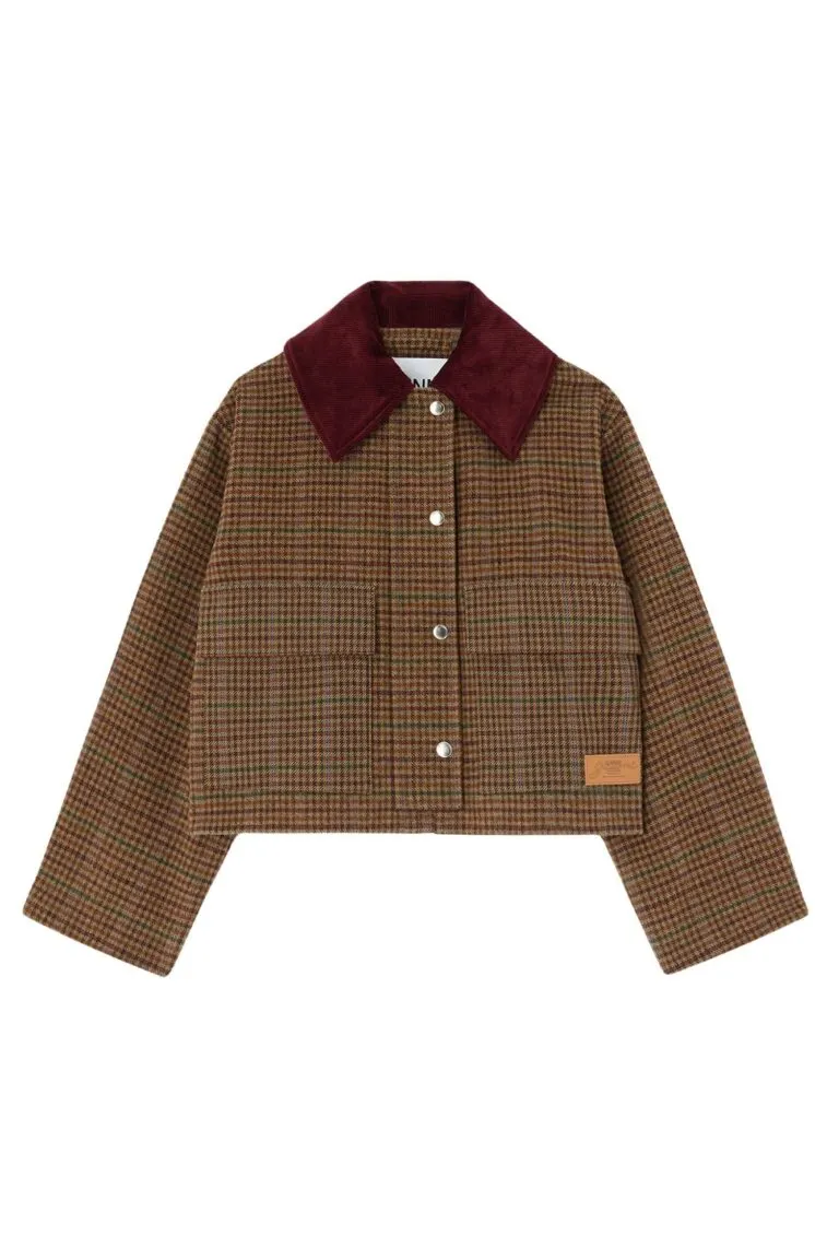 Heavy Check Twill Short Barn Jacket - Brun