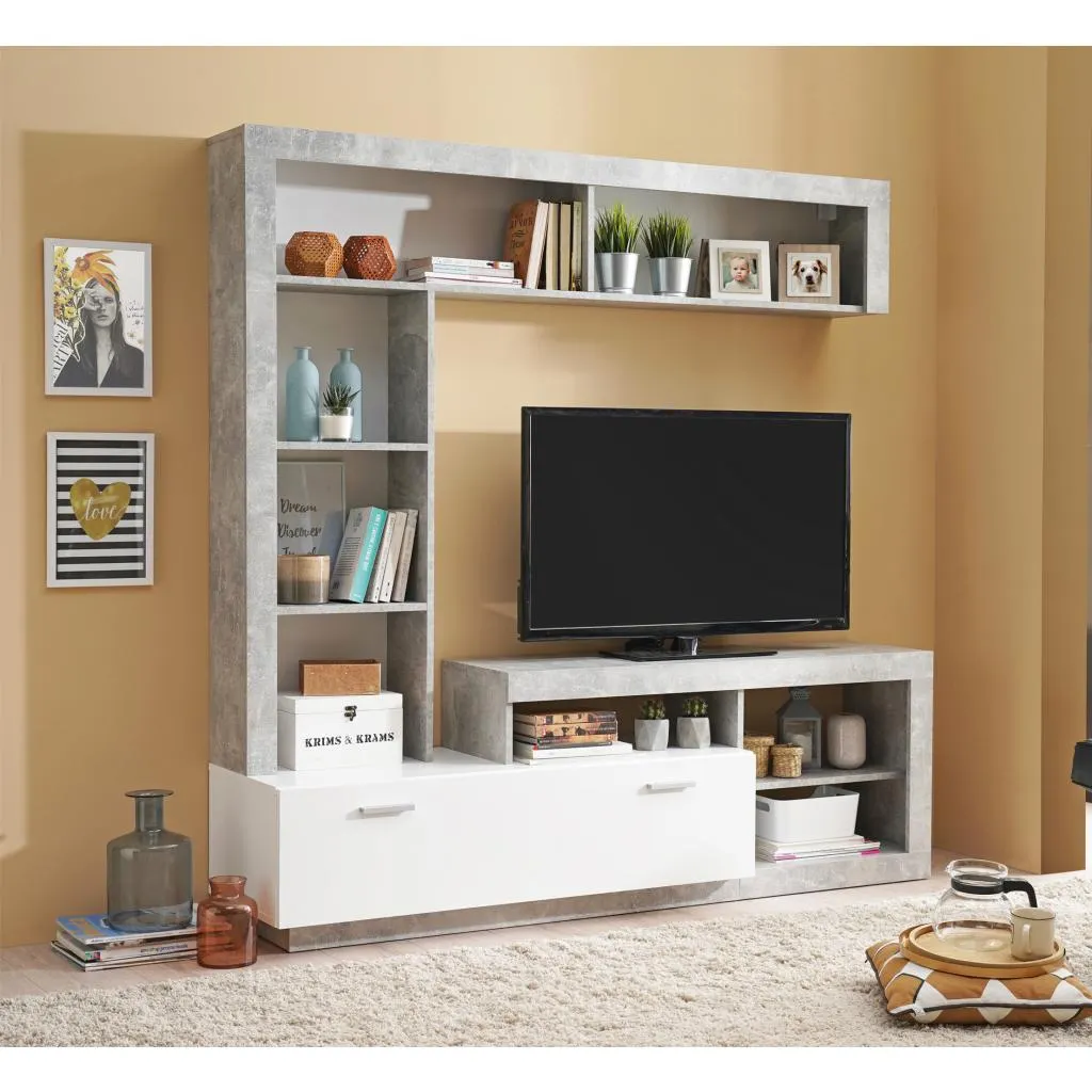 Moderna composición en blanco y cemento