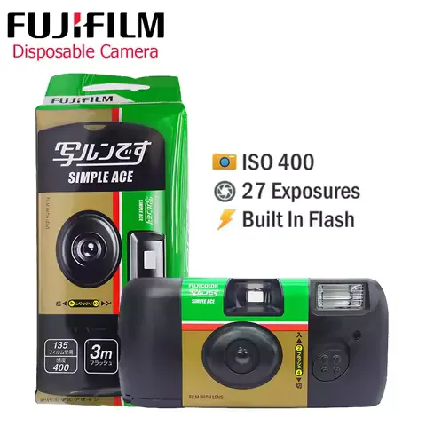 1/3/6 Pcs Fujifilm SIMPLE ACE ISO 400 35mm Power Flash 27 Photo Exposures Single Use OneTime Use QuickSnap Disposable FilmCamera