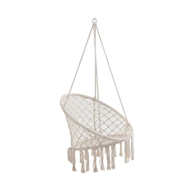 Poltrona sospesa struttura in acciaio beige
