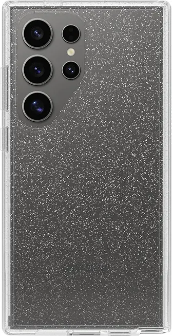OtterBox Samsung Galaxy S24 Ultra Symmetry Series Clear Case - STARDUST (Clear/Glitter), ultra-sleek, wireless charging compatible, raised edges protect camera & screen
