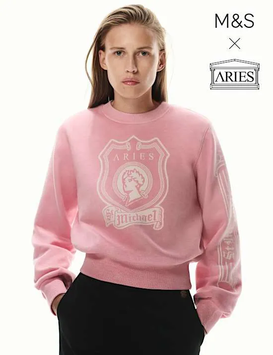 Bedrucktes Sweatshirt aus reiner Baumwolle