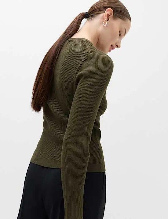 2er-Pack Gerippter Pullover mit schmaler Passform