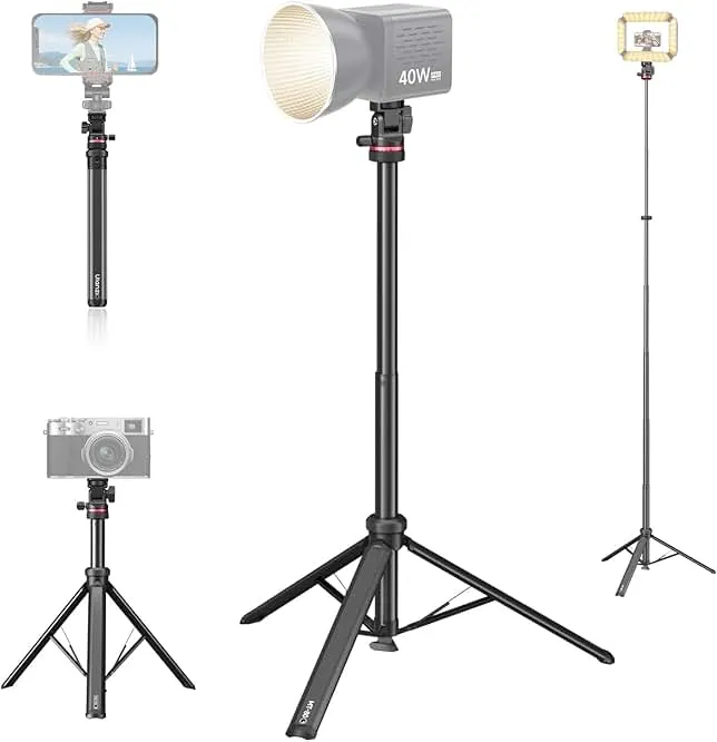 ULANZI MT-80 Aluminum Tripod Stand, 7FT Extendable Camera Phone Tripod for Travel, Auto Pop-Up, 1/4" Screw, 360 Ball Head Portable Photo Video Light Stand for DSLR Camera, Ring Light, Video Rig