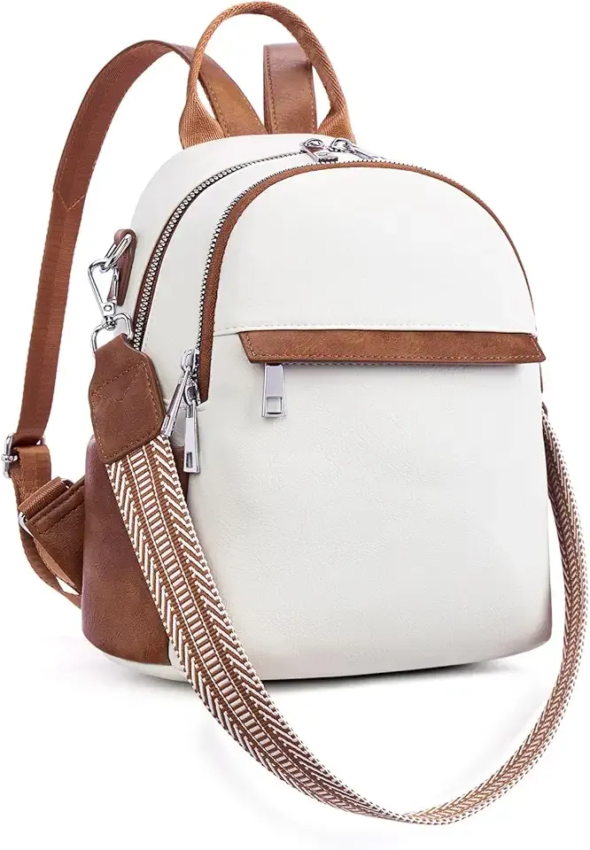 Small Backpack Purse for Women Leather Mini Convertible Designer Backpack Travel Shoulder Fashion Bag Beige