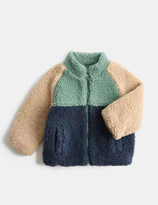 Borg Colour Block Funnel Neck Jacket (0-5 Yrs)